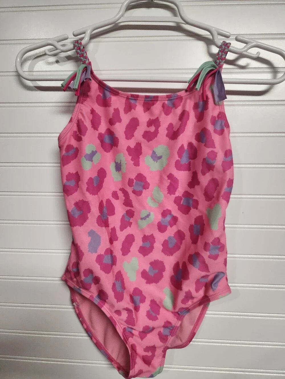 Wave Zone 10-12 Girlsnonr Piece Pink Leopard Print Bathing Suit